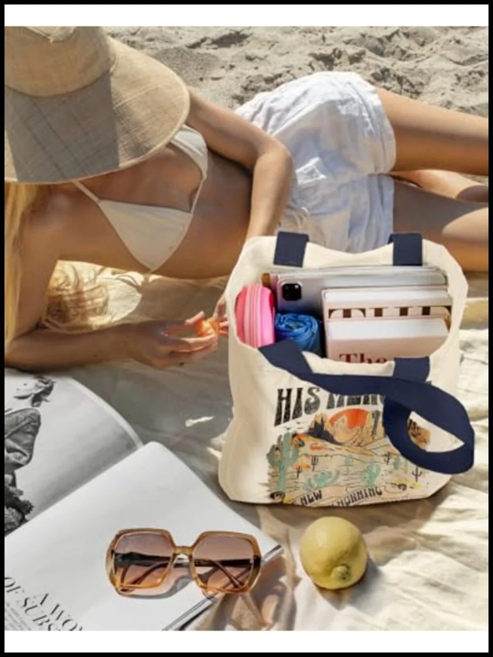 Heavy Duty Canvas Tote Bag with Zipper Pocket for Shopping